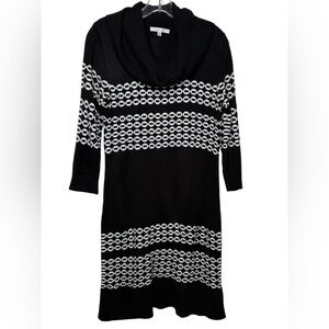 Sandra Darren Black Cowl Neck Knit Sweater Dress Medium